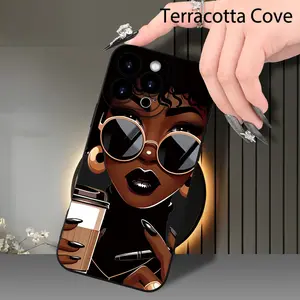 2026 New Creative Black Leather Beautiful Woman Pattern Phone Case for iPhone17 16E 11 Pro Max X XSMAX Samsung Galaxy S23 Ultra S25 Unisex Fashion Gifts for Friends Family Boyfriends Girlfriends