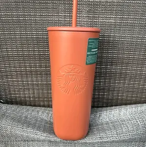 Starbucks 2024 Terracotta Brown/Orange Recycled Triangle SS Venti Tumbler Cup