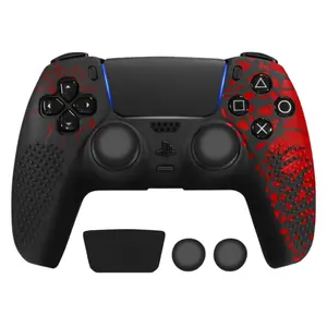 Anti-Slip Silicone PS5 Controller Cover, PS5 Controller Accessories, Non-Slip Silicone PS5 Controller Cover with Thumb Grip, Touch Pad Sticker and Cover Wrap Stickers