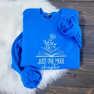 One more Chapter Women's Unisex Fit Embroidered Crewneck Sweater,  Bookish Sweatshirt, Booktok Pullover, Casual Long Sleeve