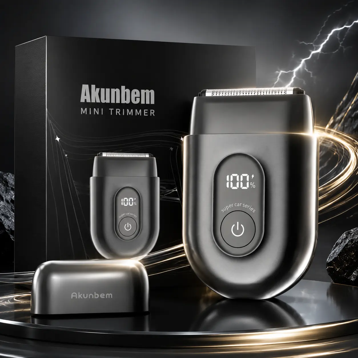 [SummerVibes] Akunbem Mini Electric Razor for Men, Waterproof One-Button Beard Shaver, Long Lasting Wet Dry Use, Compact Travel Facial Razor, Titanium Steel, IPX7, Fathers Day Gift tiktokshopbacktoschool