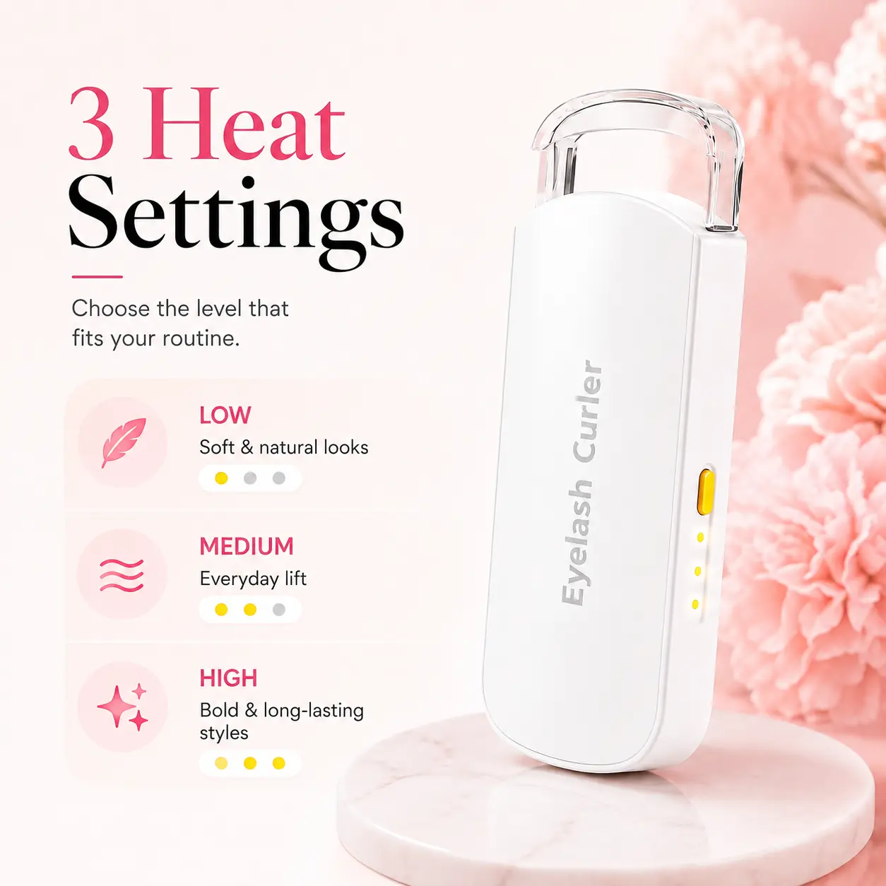 Thermal Eyelash Curler - USB Rechargeable with Thermo - sensitive Silicone Pad Fast Curling , Small Lifting Curler for Eyelashes - for Women Girls , Home , Travel , Curly and Stylized Precision Pad Eyelash Curler