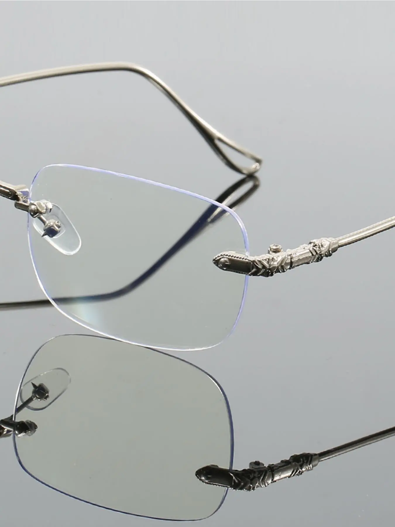 Simple Style Plain Color Rimless Eyeglasses, Fashion Eyeglasses for Women & Men, Fashion Eyeglasses for Work, Daily Clothing Decor, Transparent Lens Glasses, Trendy Casual Glasses, Fashionable Frames Glasses, Metal Alloy Eyewear, Clear Eyeglasses