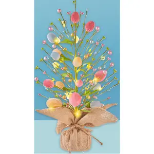 Easter Table Decorations, 18 Inch Easter Egg Tree with Pastel Felt Eggs, Spring Centerpieces for Home Office Dining Room Holiday Party Decor