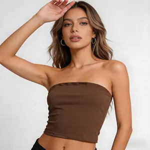 Silky Soft Tube Crop  - Short Bodycon Women's Fashion  in White & Black Comfortable Fit   strapless top Womenswear Minimalist Sleeveless Basic