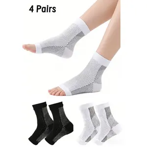 Open-Toe Compression Ankle Socks,with Non-Slip Cuff,Breathable Moisture-Wicking Socks,Protect Ankle & Heel for Sports Injuries,Blood Circulation & Swelling,Ideal for Running,Walking,Plantar Fasciitis,Training