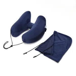 Neck pillow travel u-shaped pillow inflatable pillow H hooded nap pillow outdoor car long-distance plane neck pillow wholesale