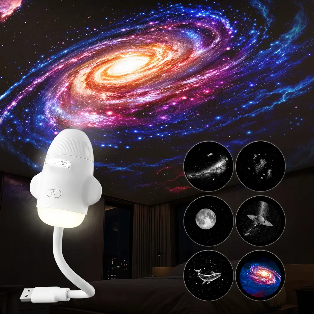 Luxury Galaxy Night Star Projector - USB Night Light, Home & Festive Party Supply, Party Bag Gift, 6 Starry Scenes, Focus-Adjustable Lens, 360° Swivel Stand, Type A for Home Theater Relaxation & Room Aesthetic Decor