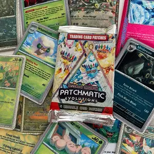 Tcg Trading Card Patches - Prismatic set - 4 Iron On Patches, Promo Pack Featuring Various Characters and Designs