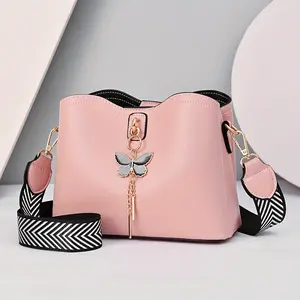 Fashion Butterfly Bucket Purses Small Crossbody Bags For Women Lightweight Handbags Shoulder Bag