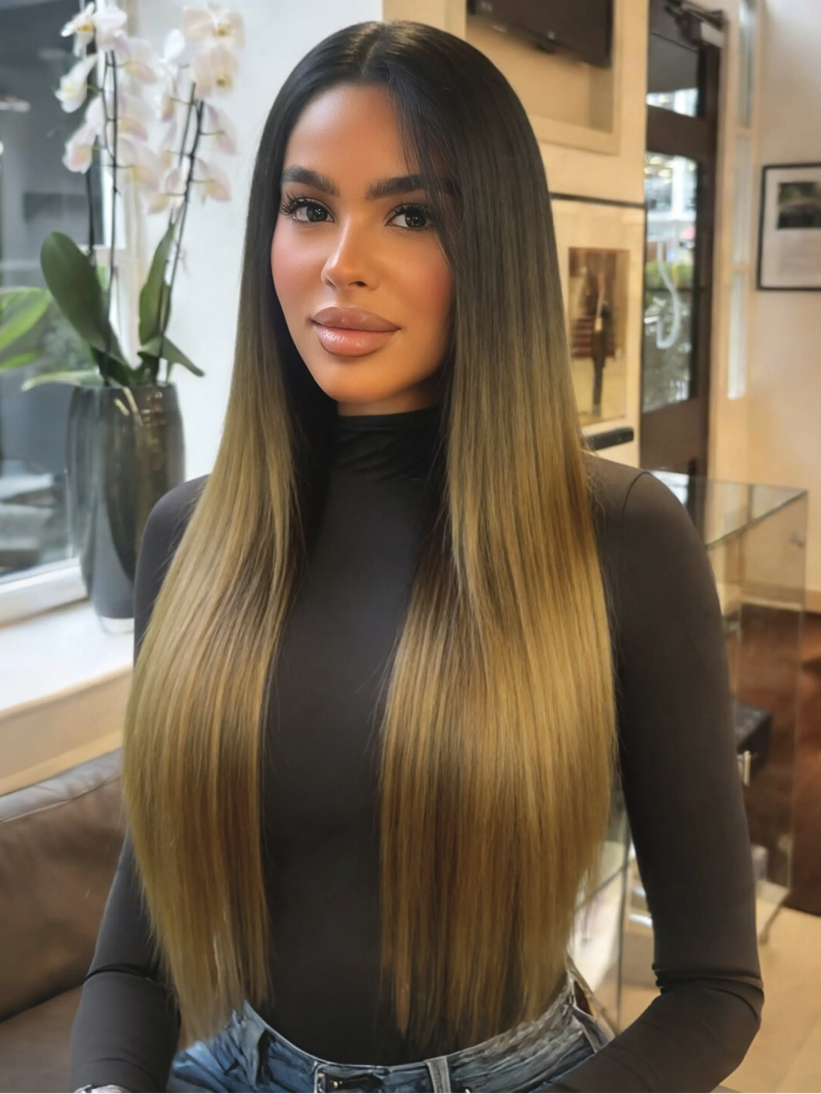 3-Tone Ombre 13x4 HD Lace Frontal Wig Wig Ombre Brown Synthetic Wig Dating Look Valentine’s Day Date Night Free Part Straight Wig for Women Everyday Wear School Work Valentine’s Gift Present 28 Inch Lace Front Wigs