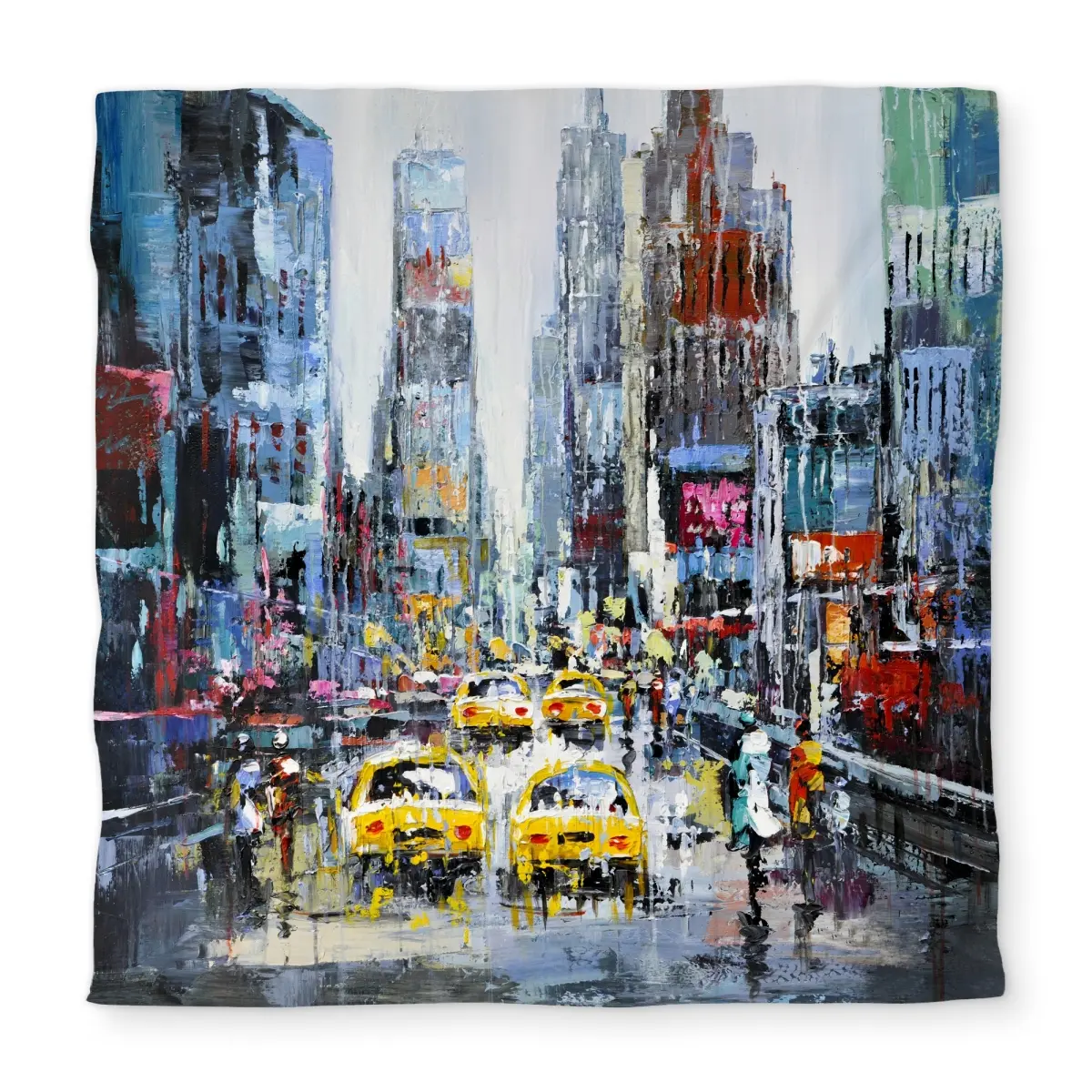 Begin Home Decor C1DCQSW0G57IWM Urban Scene Yellow Taxis Queen Size Duvet Cover - Contemporary Decor