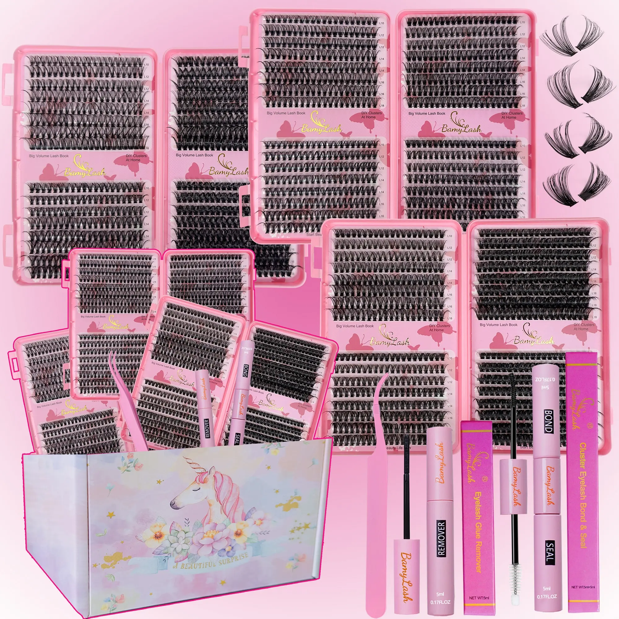 Wispy Lash Cluster Bulk Set - 1920pcs Synthetic Fibers Eyelash Clusters Kit (4 Boxes, 30D-60D, 10-18mm), On-the-Go Undetectable Portable Makeup Accessories with Lash Bond & Seal for Natural Studio Effect