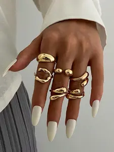 6-Piece Geometric-Shaped Rings for Women, Dainty Stacking Rings, Stackable Rings, Stylish & Versatile Jewelry Collection, Perfect Gift Idea for Her