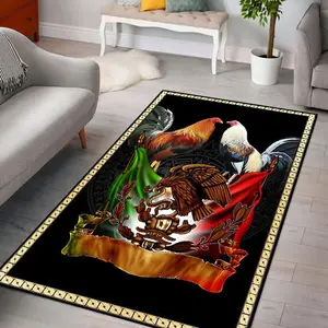 Rooster Mexico Black Rectangle Rug Carpet Washable RugsDoormat