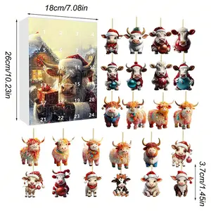 Advent Calendar 24 Days Christmas Count Down Calendar With Small Cow Hanging Ornaments