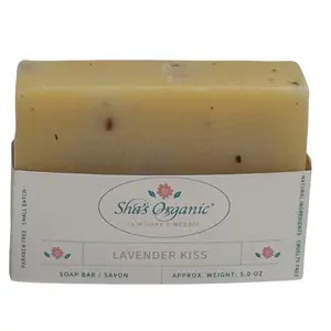 Sha's Lavender Skin Kiss Therapeutic Soap 5oz Organic with Coconut & Shea Butter Paraben Free Natural Ingredients Eucalyptus Moisturize Synthetic Cleanser Body Care Product Body Wash
