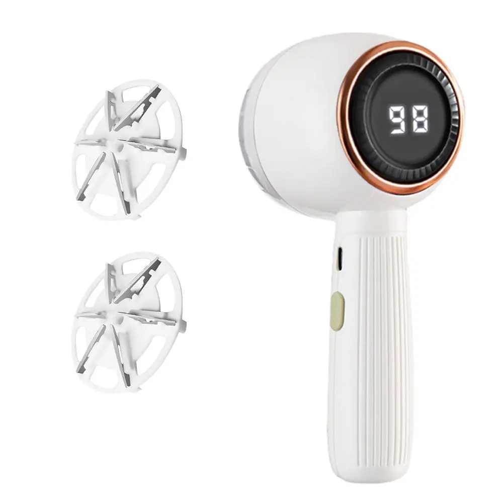 Rechargeable Fabric Shaver, 3-Speed Lint Remover with LED Display, Includes 2 Replaceable Stainless Steel 6-Leaf Blades (1 Free Extra), Efficiently Removes Fuzz, Lint Balls & Pills from Clothes and Sweaters, Christmas Gift