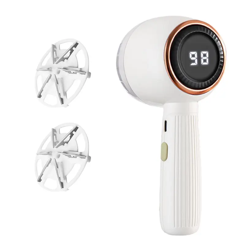 Rechargeable Fabric Shaver, 3-Speed Lint Remover with LED Display, Includes 2 Replaceable Stainless Steel 6-Leaf Blades (1 Free Extra), Efficiently Removes Fuzz, Lint Balls & Pills from Clothes and Sweaters, Christmas Gift