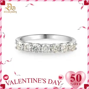 Delzzad 0.7ct Eternity Ring D Color Colorful Round Synthetic Moissanite S925 Ring Band Engagement Anniversary Wedding Valentine's Day Christmas Gift For Women