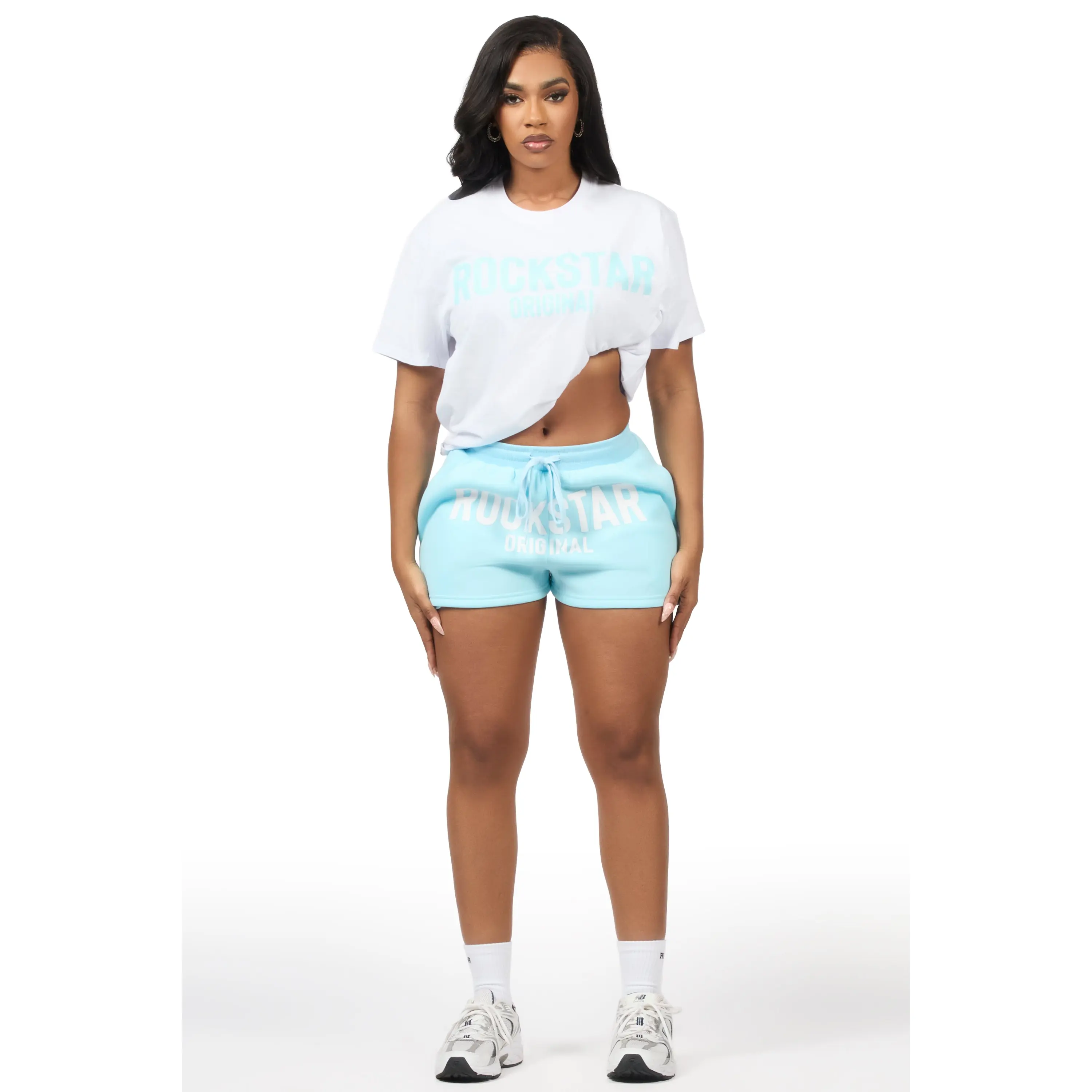 Sabrina White/Blue T-Shirt Short Set