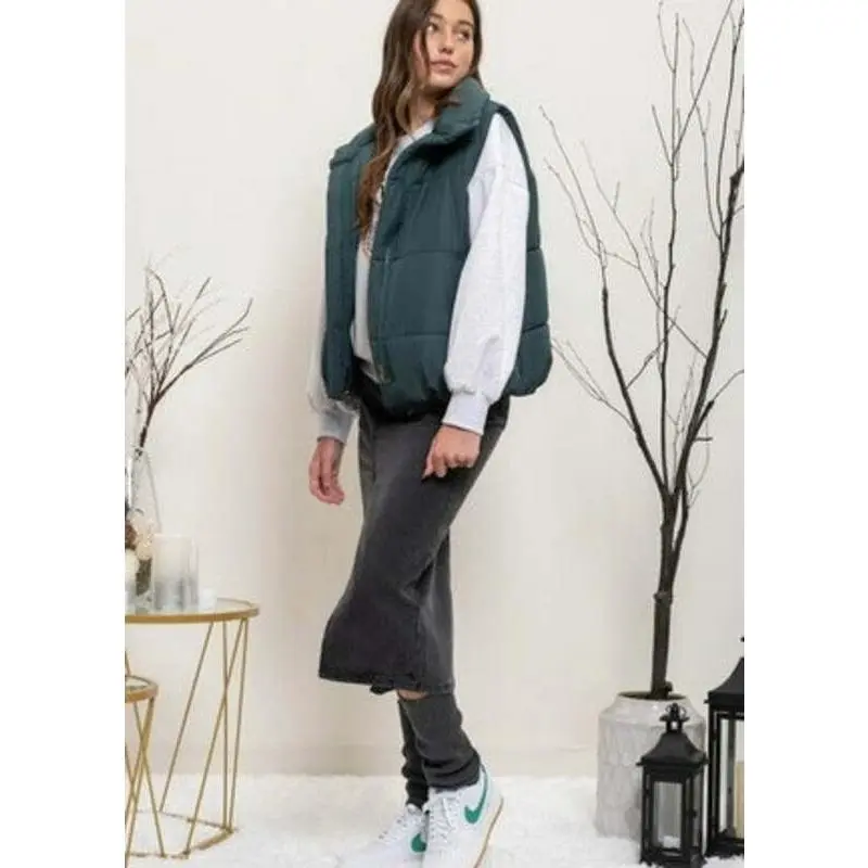 No. 02 Oversized Puffer Vest - LIGHT MOCHA