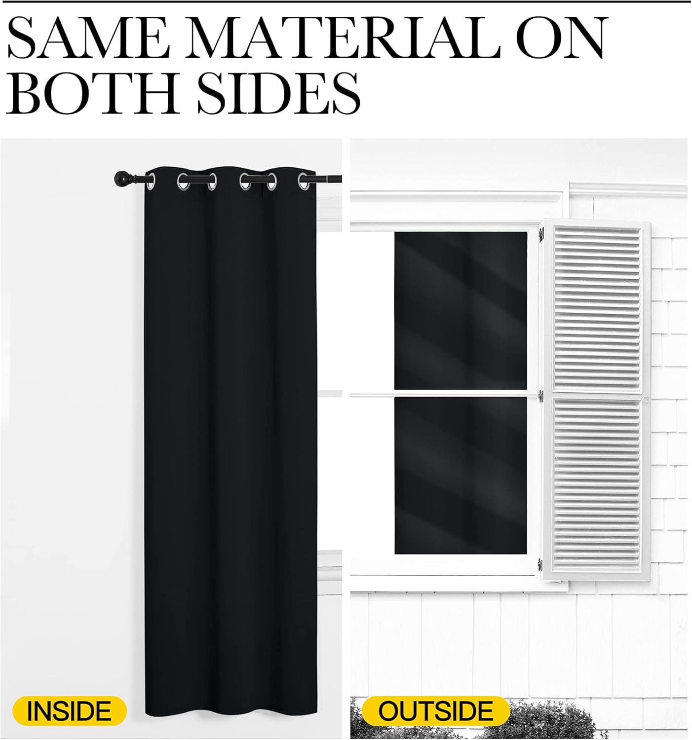 Pitch Black Solid Thermal Insulated Grommet Blackout Curtains/Drapes for Bedroom Window (2 Panels, 42 inches Wide by 63 inches Long, Black)