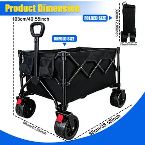 ENB 230L Heavy-Duty Folding Wagon - 500 lbs Load Capacity, Outdoor Utility Cart with Brakes, All-Terrain Wheels & Adjustable Handle, Quick Fold for Camping, Grocery & Outdoor Use