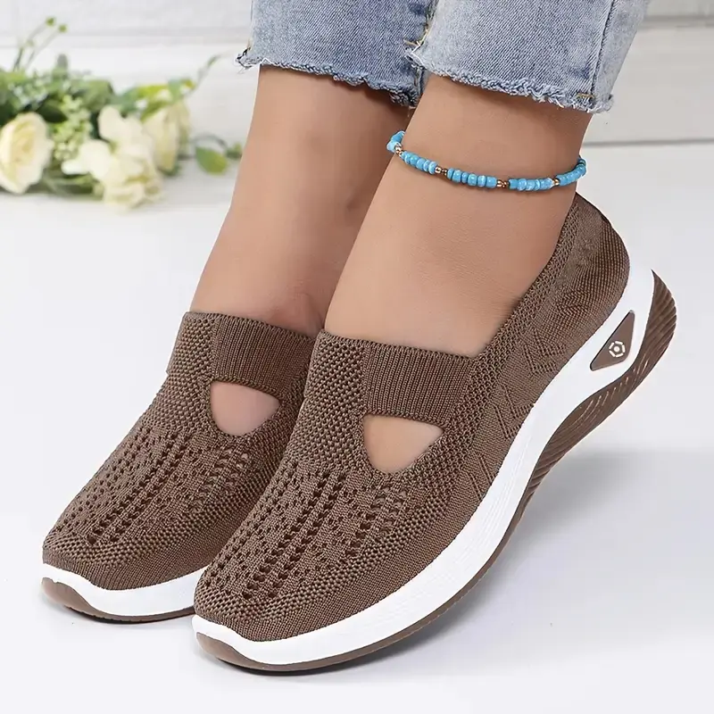 Women's Classic Soft Braid Slip-On Low-Top Sneakers - Breathable Knit, Cut-Out Design, Flexible PVC Sole, Round Toe, All-Season Casual Trainers in Red, Beige, Green, Blue, Black, Purple,sohochic