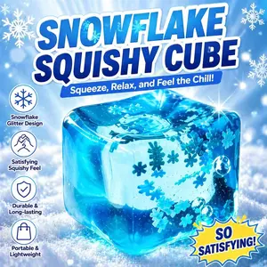 Snowflake Squishy Cube Stress Relief Toy – Soft Squeeze Fidget, Anxiety Relief, Cute Sensory Toy, Sensory Stress Reliever, Portable Mini Gift
