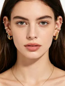 9 Pcs Minimalist Metal Geometric Crystal Earrings Set, Unisex Spiral Ear Cuffs, Perfect for Vacation, Dates, Parties, Daily Wear, Valentine's Gift