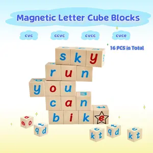 Magnetic Letter Cubes ABC Preschool Alphabet Tool 3D Magnets CVC Literacy Spelling Reading Word Building Manipulative Phonics Awareness Magnetic Blocks Set
