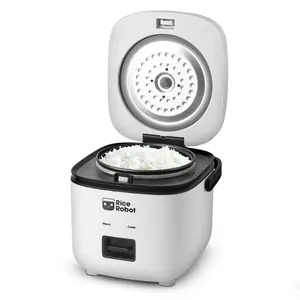 Rice Robot - All in One Cooker - Cook Anything with a single button! PFAS-free, Nonstick Ceramic Bowl, Steamer Tray, Measuring Cups, Recipe Book with 60 Recipes, & Serving Spoon