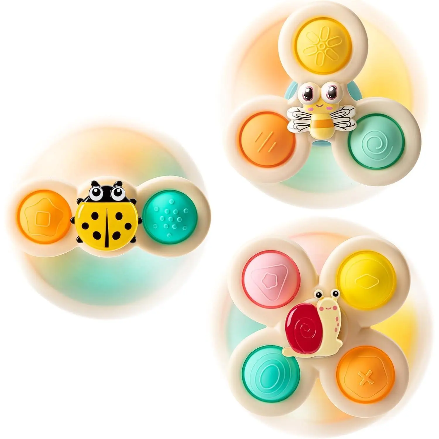 3-Piece Suction Cup Spinner Toys  1-3 Year Old Boys & Girls - Spinning Sensory Toys  Toddlers 12-18 Months - First Birthday Gifts