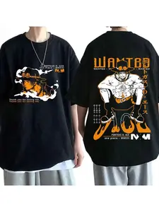 ONE PIECE Portgas D Ace Printed T-shirt Men's Summer Anime Men's Clothing Pattern T-shirt Short Sleeve Top Hip Hop Street
