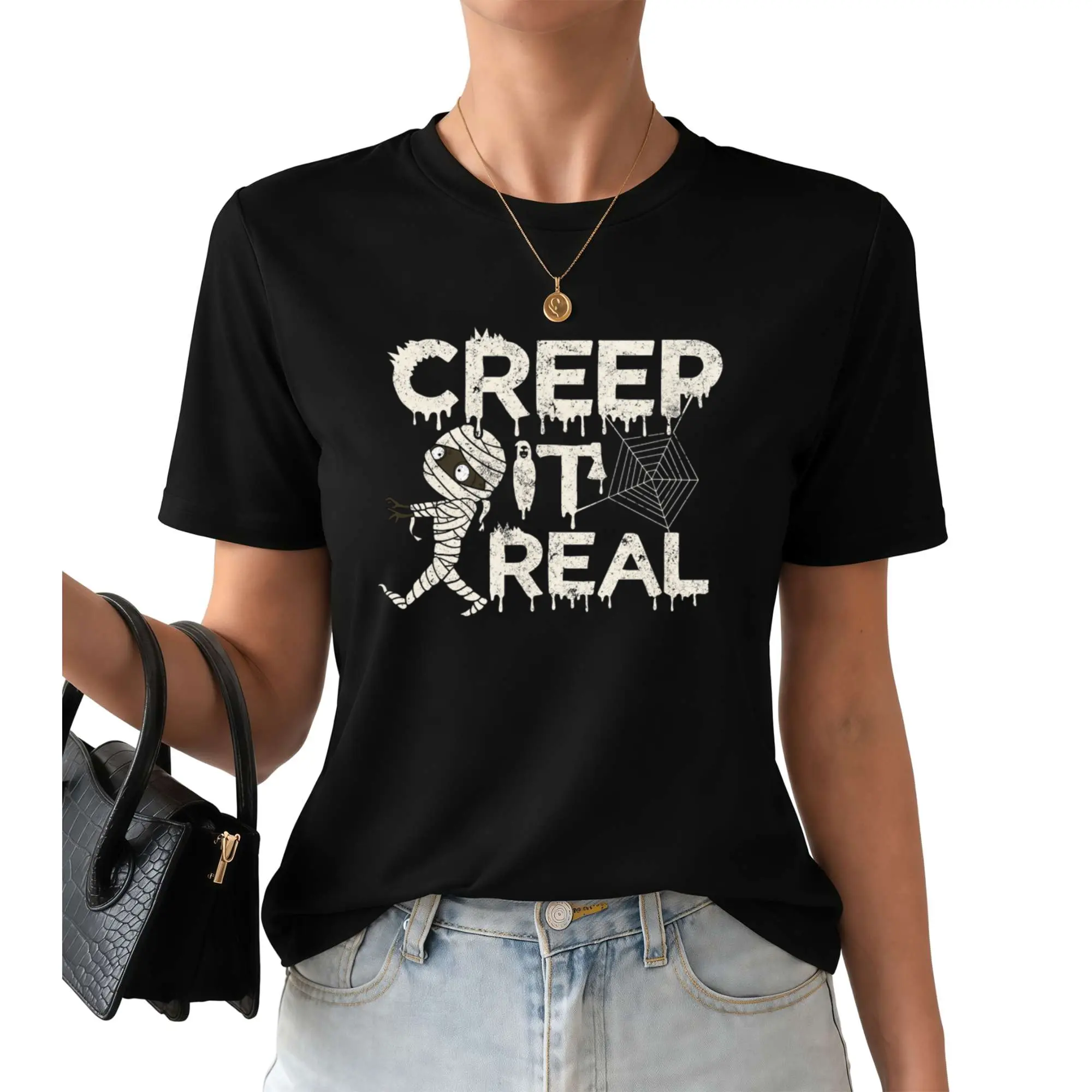 Halloween Party T Shirt Creep it Real for School or party T-Shirt Fabric Fit
