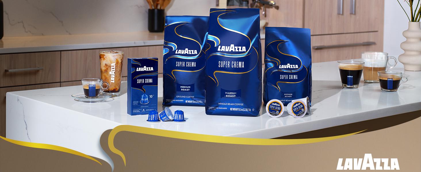 Lavazza Super Crema Whole Bean Coffee, Medium Espresso Roast, Arabica and Robusta Blend, 2.2 lb Bag, Package May Vary (Pack of 1)
