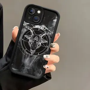 Black Baphomet Theme Mysterious TPU Shockproof Full Coverage Precision Protective Case, Suitable for  iPhone 17 E Air Pro ProMax iPhone16 15 14 Plus 13 12 Mini 11 X XS XR, Perfect Birthday and Christmas Gift Choice for Couples,women, Boyfriends, Gi
