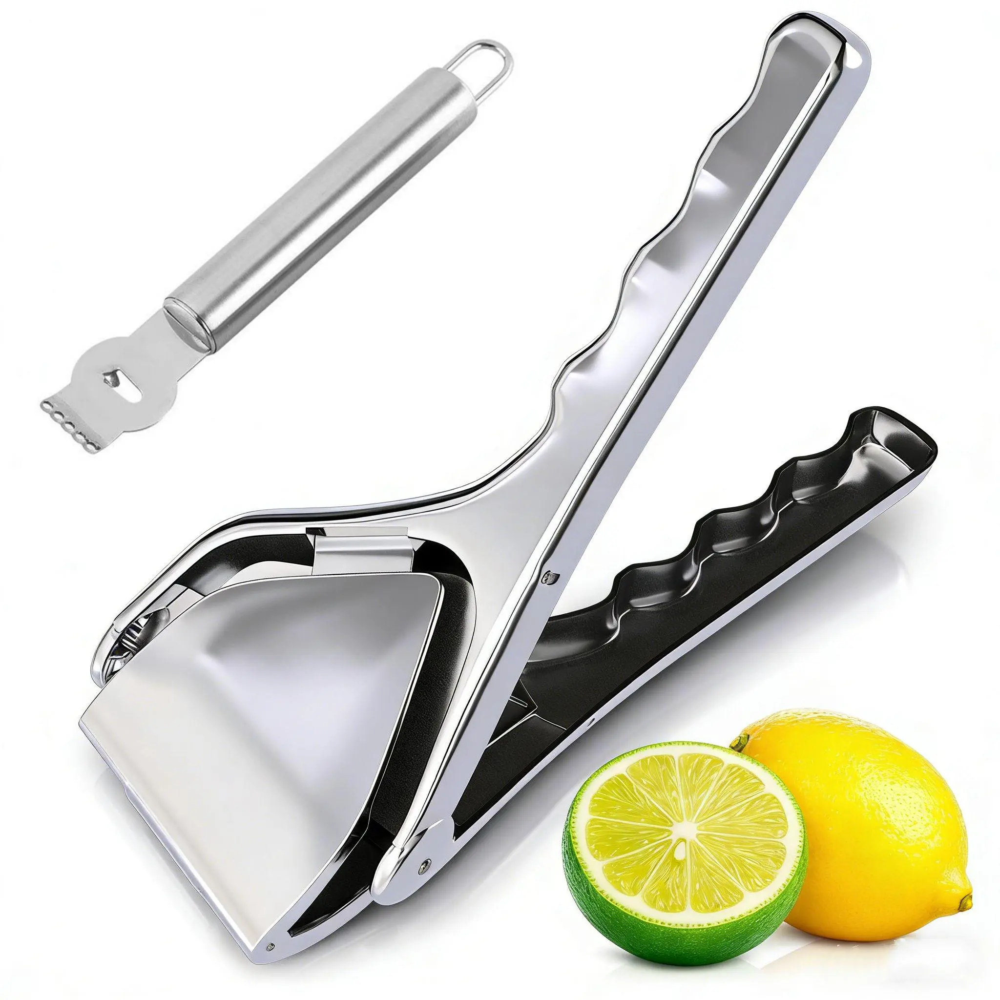 Heavy Duty Metal Lemon Squeezer & Zester Tool – Large Manual Citrus Juicer Press for Maximum Yield, Easy to Use Hand Lime Squeezer
