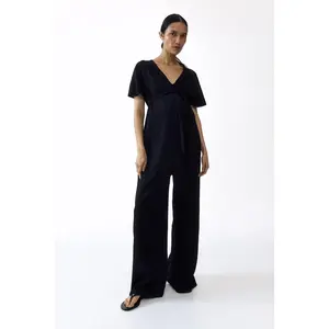 H&M MAMA Short-sleeved tie-belt jumpsuit