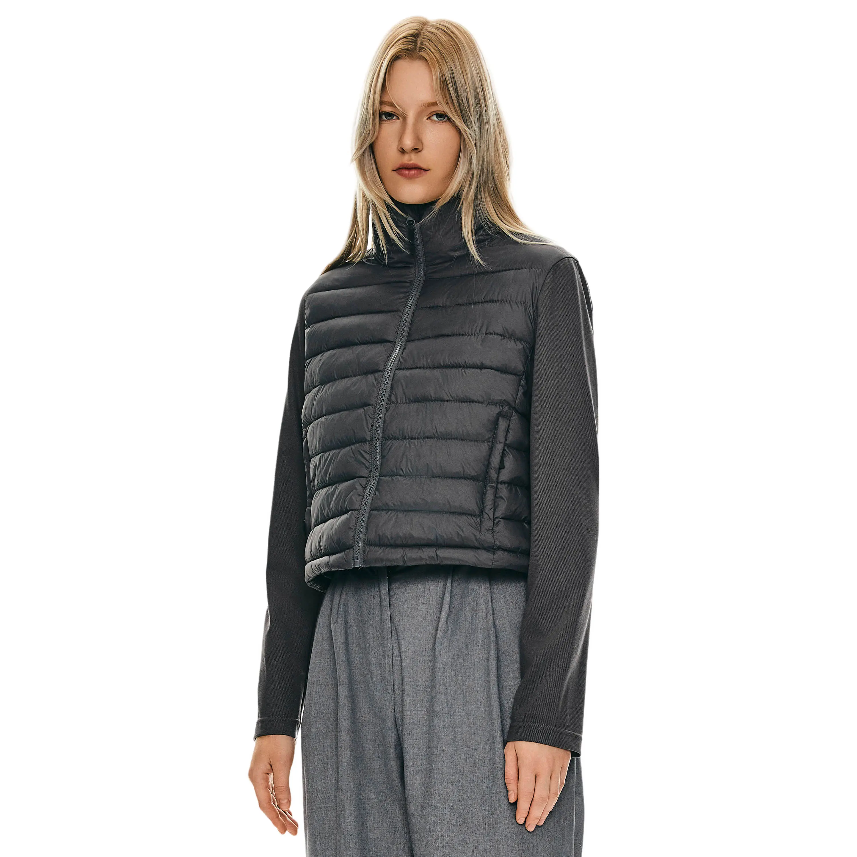 Orolay Women's Lightweight Insulated Hiking Jacket Quilted Puffer Hybrid Coats Breathable Softshell Warm Fall Outerwear High Neck Womenswear street fashion