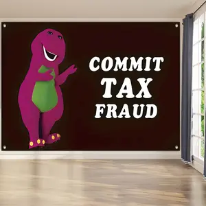 2D Flat Banner 1pc, Funny Hip-Hop Background Banner, Durable Polyester, Barney Pattern, Office, Photography Studio, Home Decor, Outdoor Use
