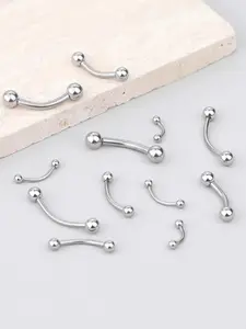 2PC Stainless Steel Eyebrow Piercing Externally Threaded Curved Barbell Eyebrow Banana Ring Piercing Body Jewelry