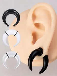 Acrylic Rubber O-Ring Earrings, Large Horn Nose Rings, Multi-Size Ear Expanders, Body Piercing Jewelry, Ear Piercings, Casual Style, All Seasons