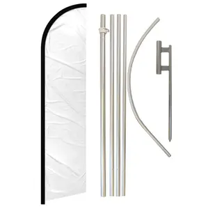 White Solid Color Windless Banner Flag & Pole Kit