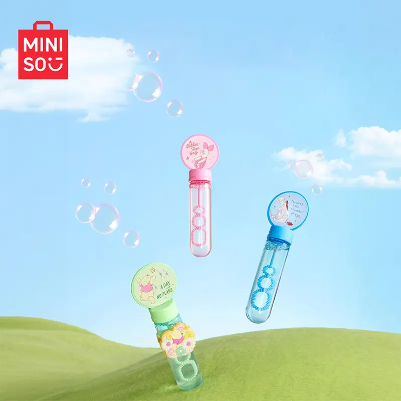 MINISO Winnie The Pooh Daisy Series 3-Pack Bubble Wand Set. Smooth Operation, Abundant Bubbles, Safe Material, Perfect for Summer Outdoor Activities. Funny Play Toy and Sweet Present for Disney Fans and Children