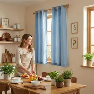 Curtain Club 2 Panels 34x63inch of fully opaque solid color circle-patterned curtains, 100% light-blocking, thick, wrinkle-free, and with a high-end feel.Blackout Privacy Grommet Curtains Set L69