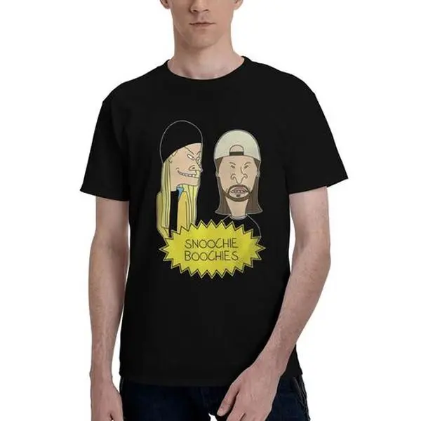 Beavis and Butthead Men's Black Cotton Short Sleeve T-Shirt, Fun Graphic Print - Suitable for Outdoor, Gym, and Party Wear