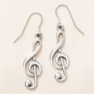 English Pewter Treble Clef Earrings