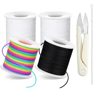 Stretchy Bracelet String Kit with  & Beading , 4 Rolls Elastic String for DIY Crafts, 1mm Stretchy Cord for  Making Sewing Necklace Beading, 660FT, (Black, White, Rainbow)